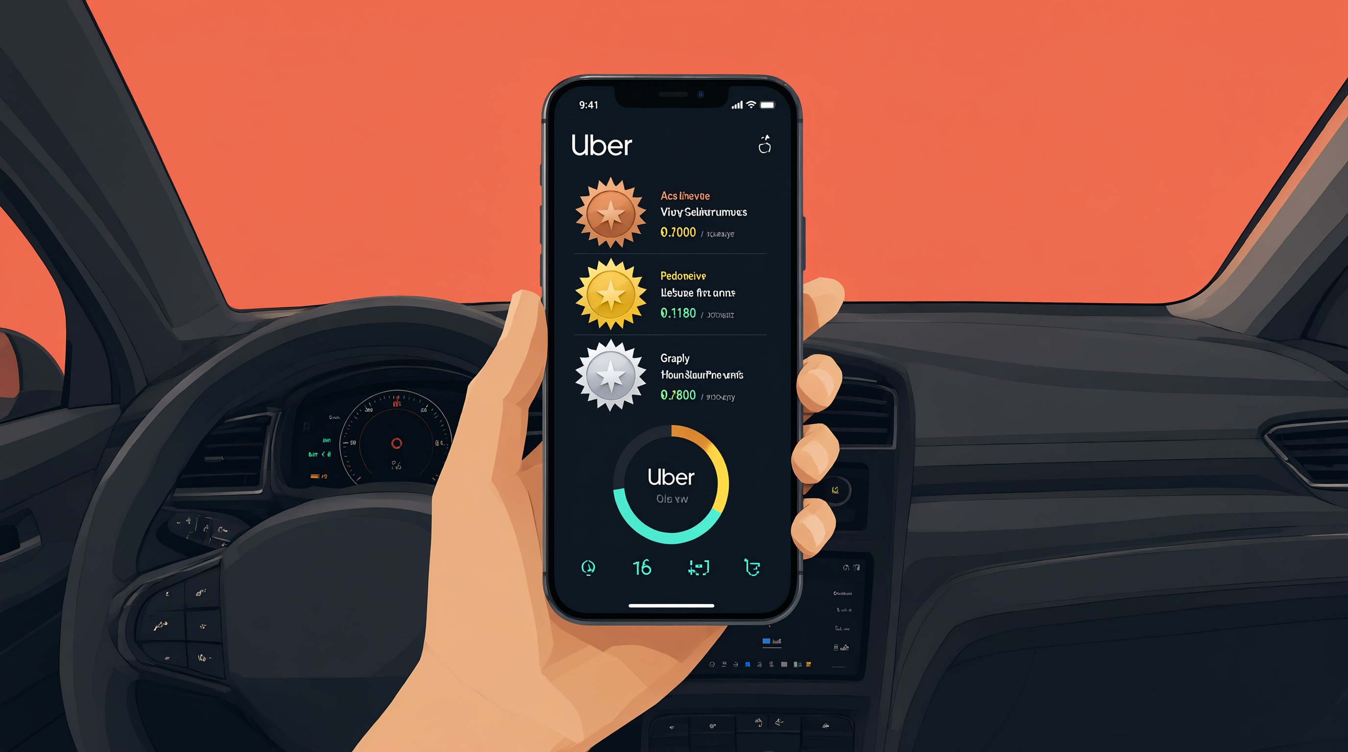 Tela do aplicativo mostrando o progresso de pontos e categoria no programa Uber Pro