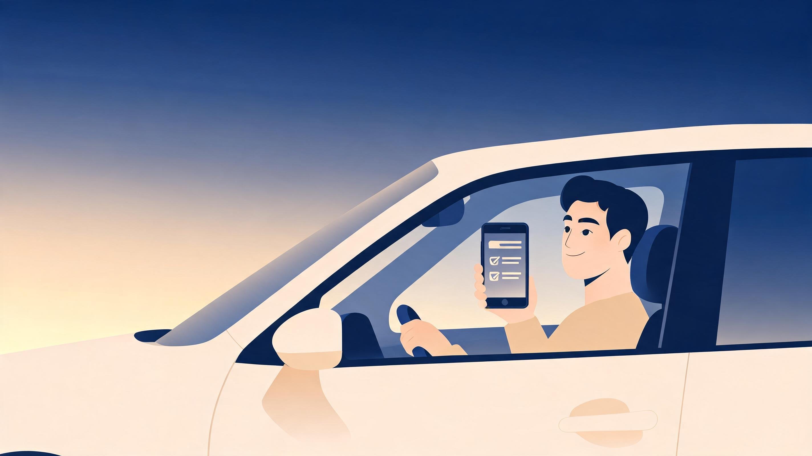 Motorista conferindo no celular os documentos pra formalizar como MEI