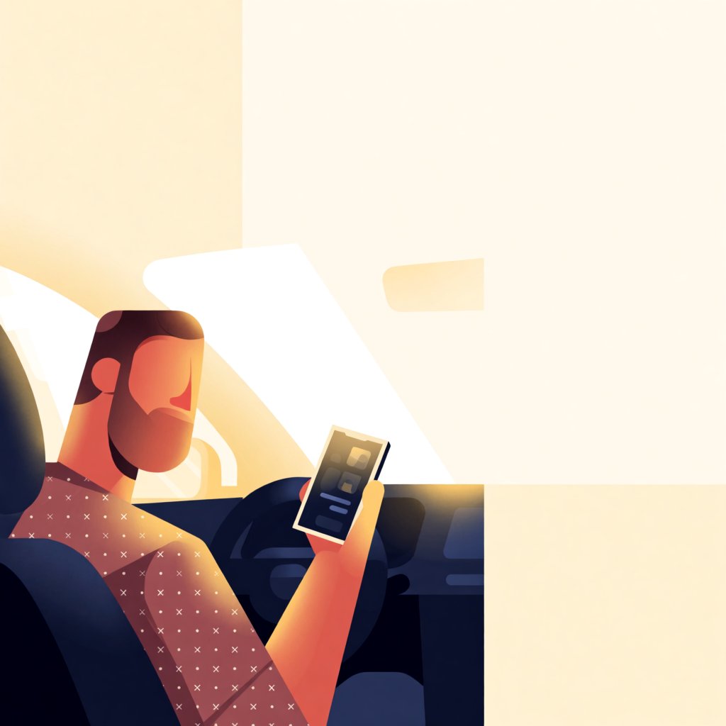 Motorista conferindo o lucro real do dia no celular