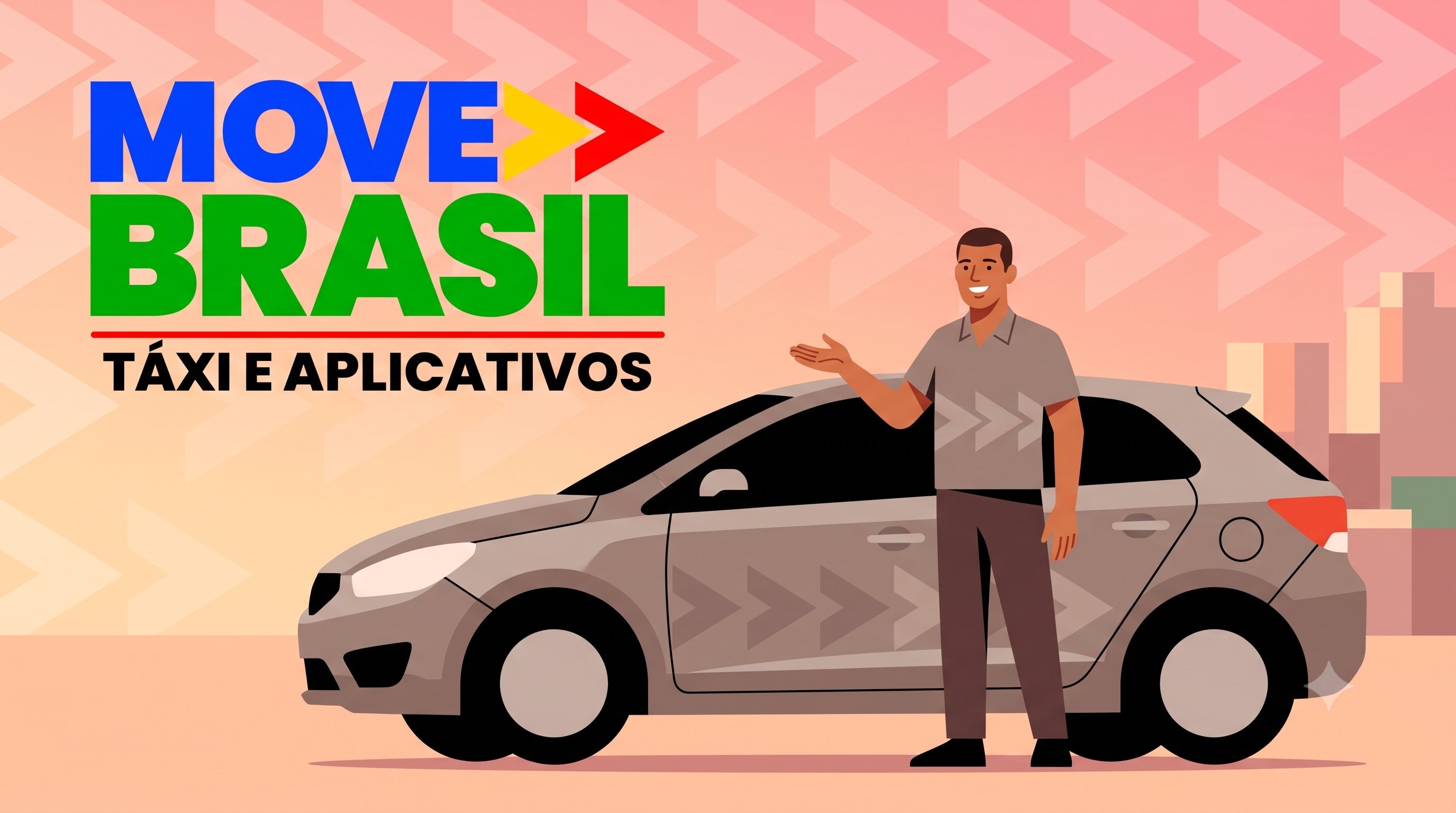 Motorista de aplicativo ao lado de carro 0km elegível ao programa Move Brasil