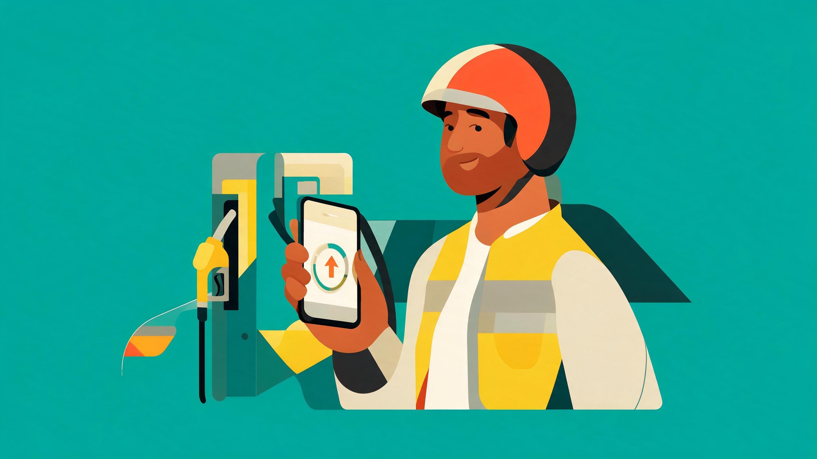 Motorista comparando estratégias de empilhamento de cashback — cartão, app de posto e programa de fidelidade