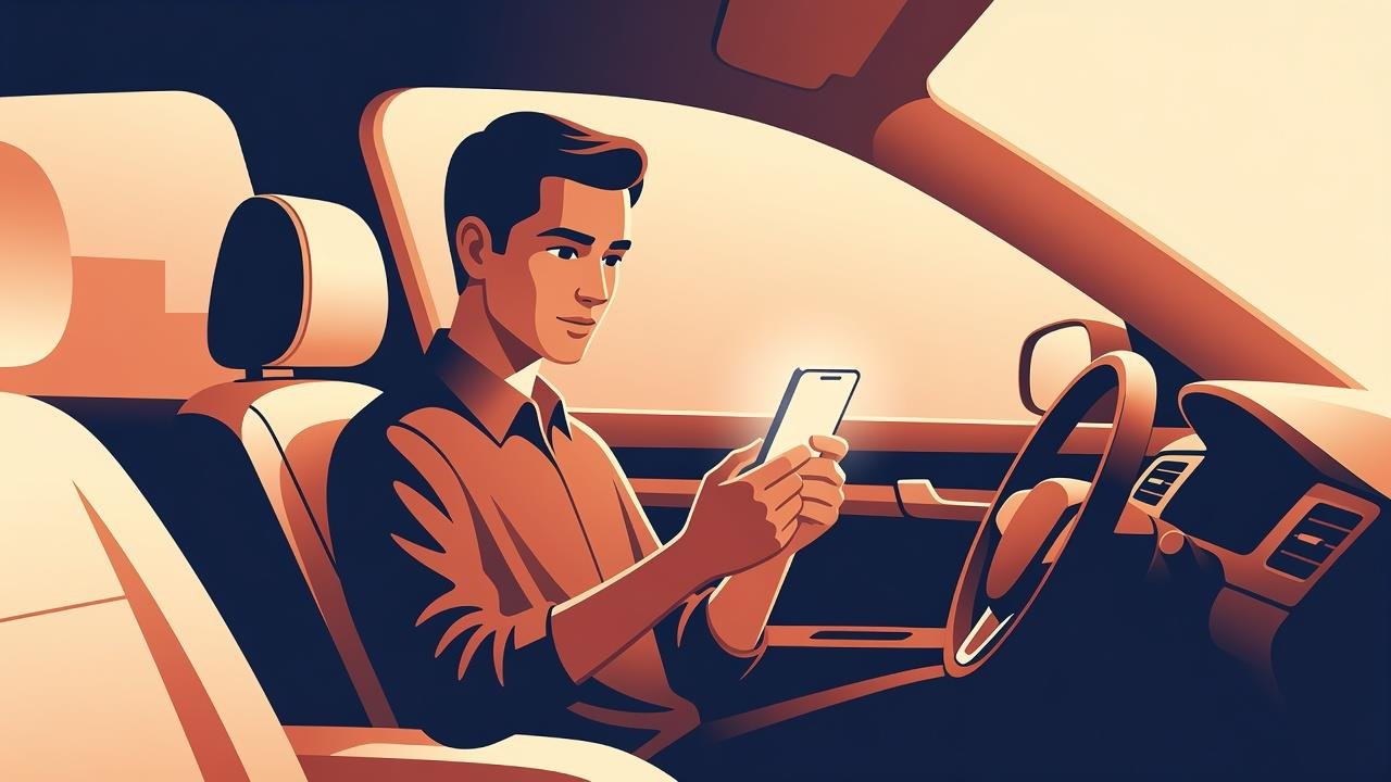 Motorista atento à segurança antes de iniciar uma corrida